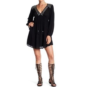NWT BAND OF GYPSIES EMPIRE WAIST TIE DRESS-S